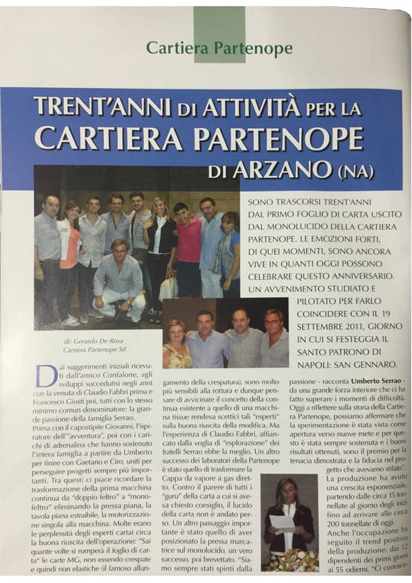 Rassegna stampa Cartiera Partenope